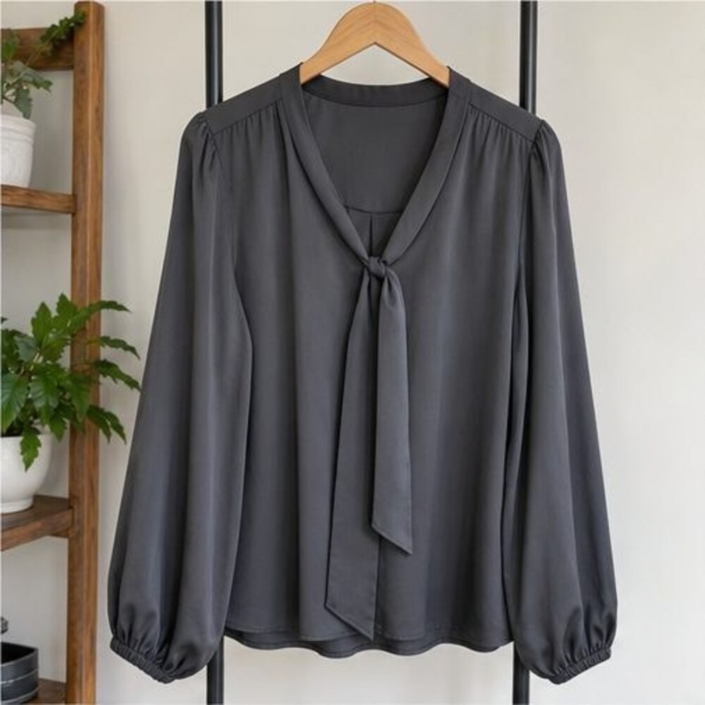 Charcoal Smocked Top